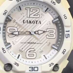Dakota Moon Glow  Watch White Resin 100M Water Resist Electro Luminescent Dial